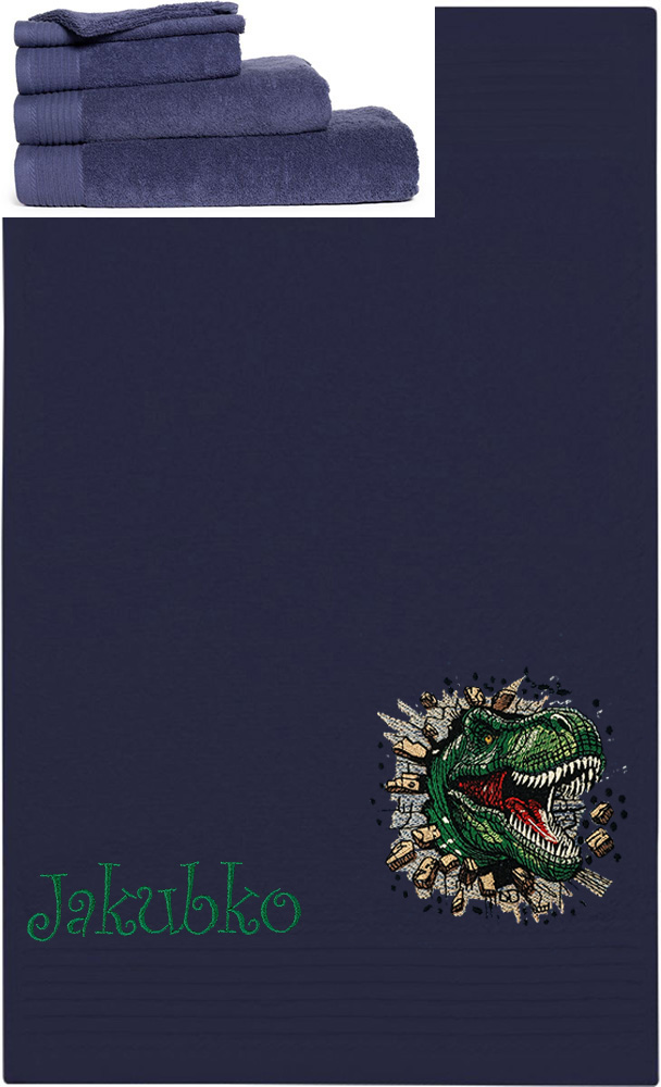 Personalizovateľný vyšívaný motív detský uterák, výšivka DINO REX